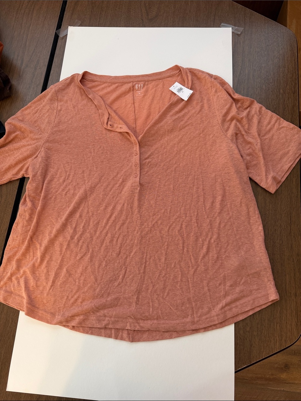 GAP Short-Sleeve Henley Top in Terracotta